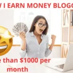 A happy woman holding cash, celebrating blogging earnings of over $1000 per month