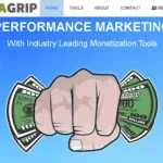 CPAGrip homepage showcasing performance marketing and monetization tools.